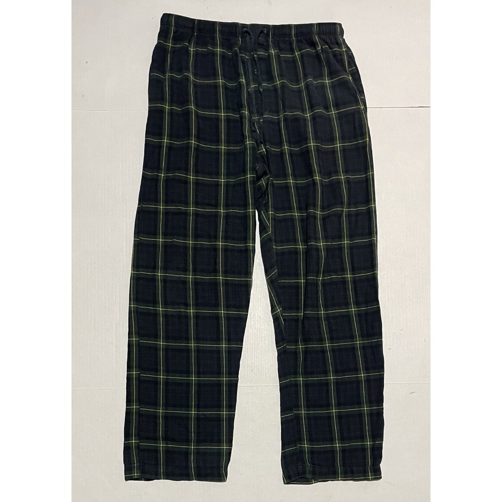 Polo Ralph Lauren Mens Flannel Pajama Pants Green Blue Plaid Medium (32-34)